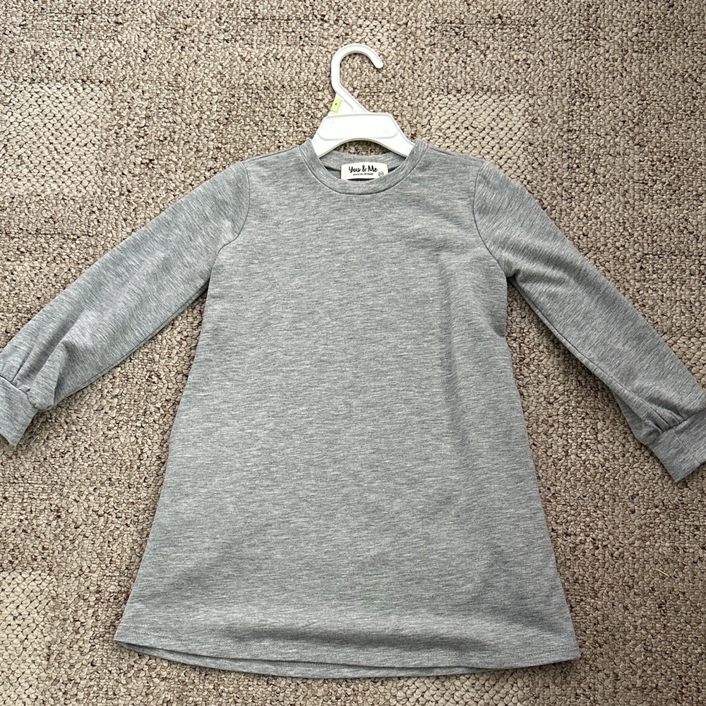 Cozy Gray Long Sleeve Kids Dress